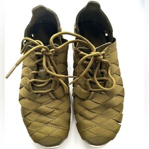 Olive Green Woven Sneakers